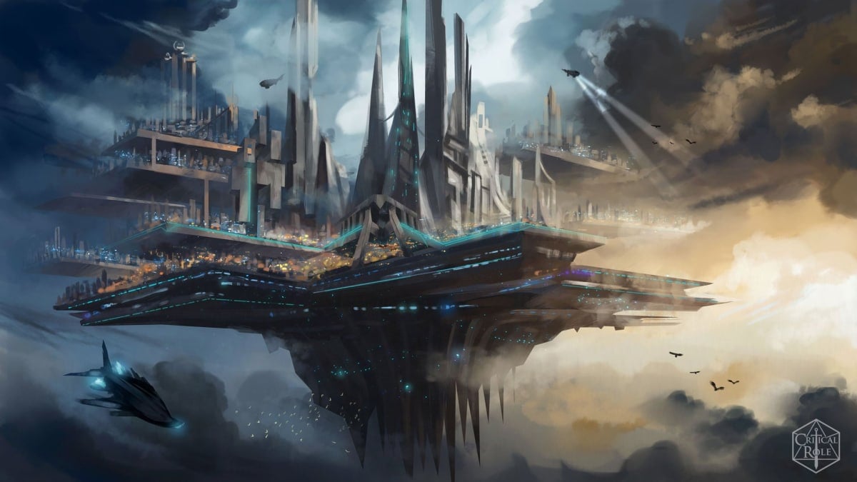 The city of Aeor from official Critical Role artwork