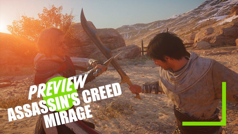 Assassin's Creed Mirage Preview Image showing Basim and Roshan Dueling against sunlight