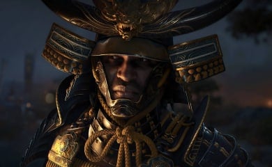 A close-up of Yasuke's face in Assassin's Creed Shadows