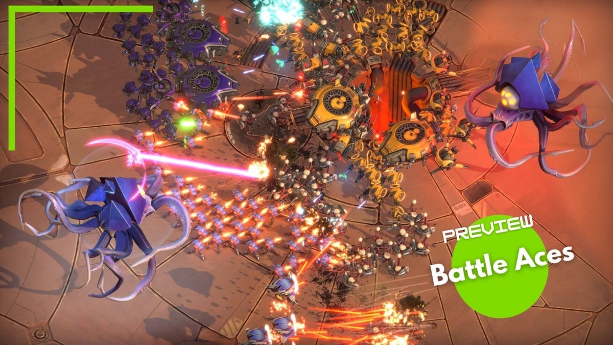 Two large armies crash in the middle of the screen with bullets, lasers, and missiles flying everywhere.