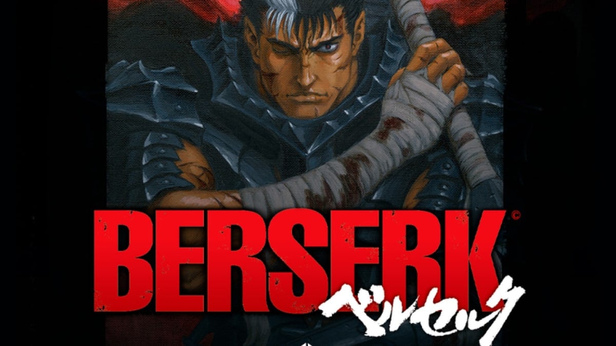 Promotional artwork of Berserk with the swordsman Guts in profile.