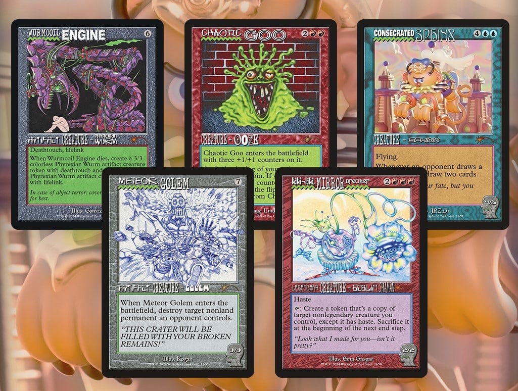 Promotional artwork of cards from the Brain Dead Secret Lair Creatures drop.