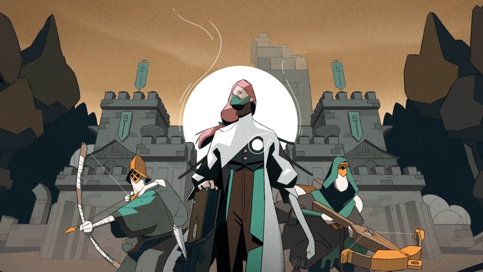 Artwork featuring characters and a castle from the RTS Cataclismo