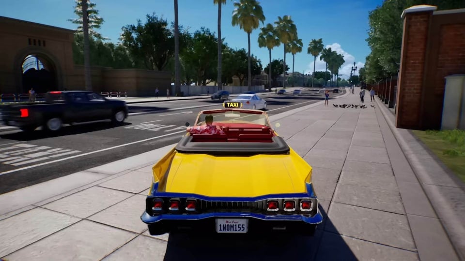 The player sitting in a taxi in Sega's upcoming Crazy Taxi reboot