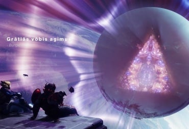 A screenshot from Destiny 2: The Final Shape, showing a Warlock, Titan, and Hunter sitting on a spaceship looking out into space, Earth and The Traveller are visible.