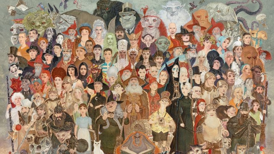 An illustration of characters from the Discworld novel series, illustrated by Paul Kidby.