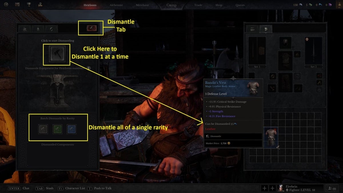 Image of a Blue Item Being Dismantled in Dungeonborne