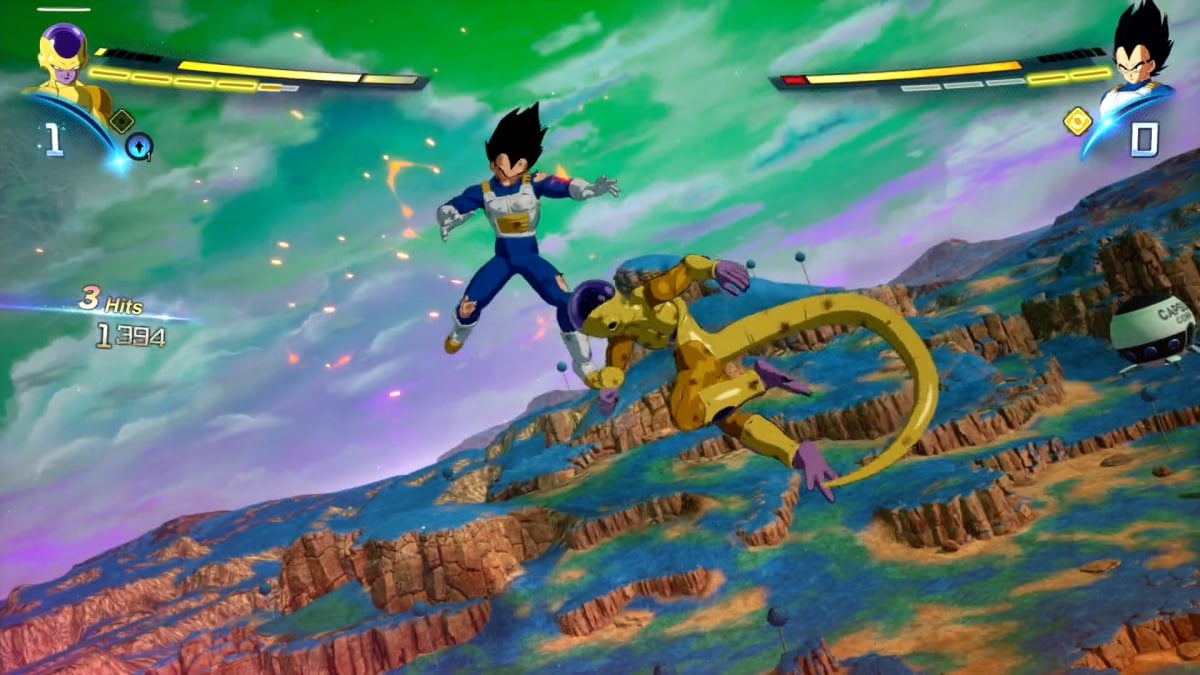 Frieza attacks Vegeta in Dragon Ball: Sparking! Zero