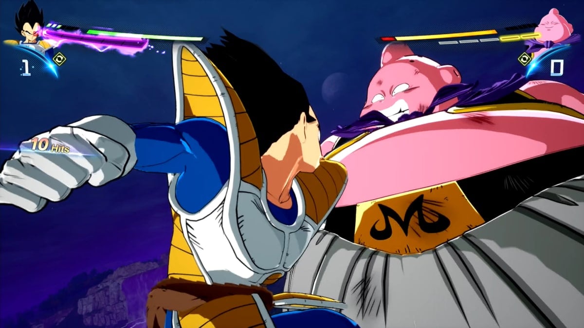 Vegeta gets ready to punch Majin Buu in Dragon Ball: Sparking! Zero