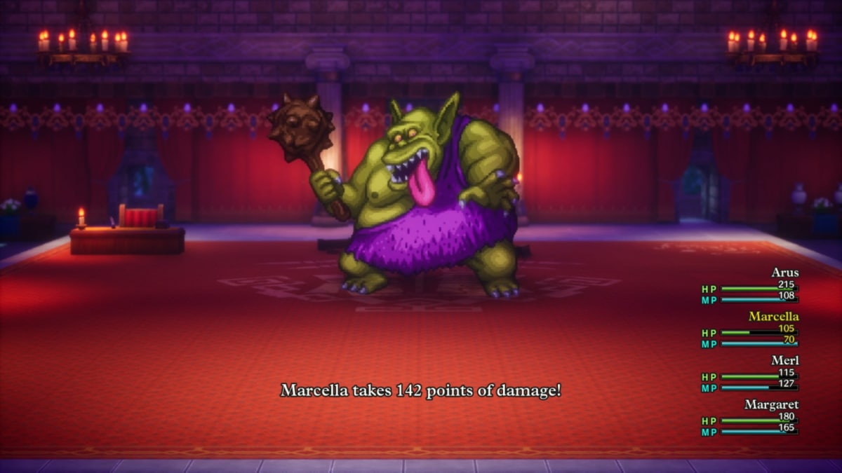 A Dragon Quest III HD-2D Remake boss battle screenshot.