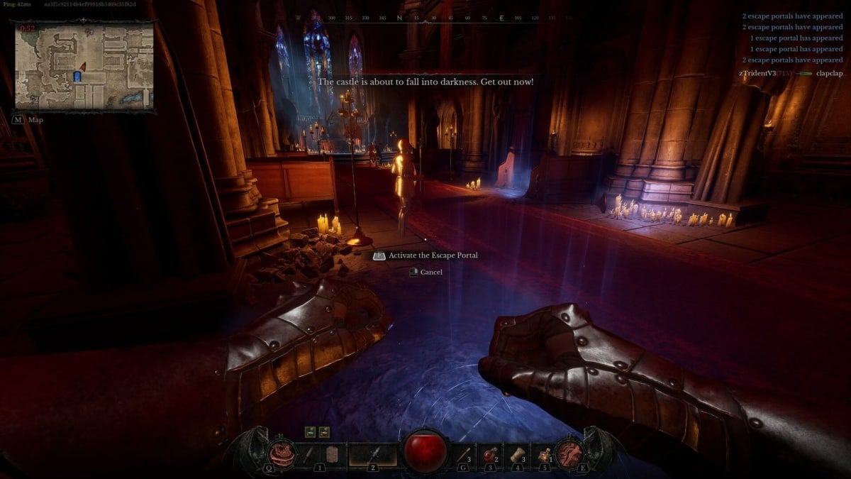 Image of the Author Escaping The Dungeon Via Escape Portal in Dungeonborne
