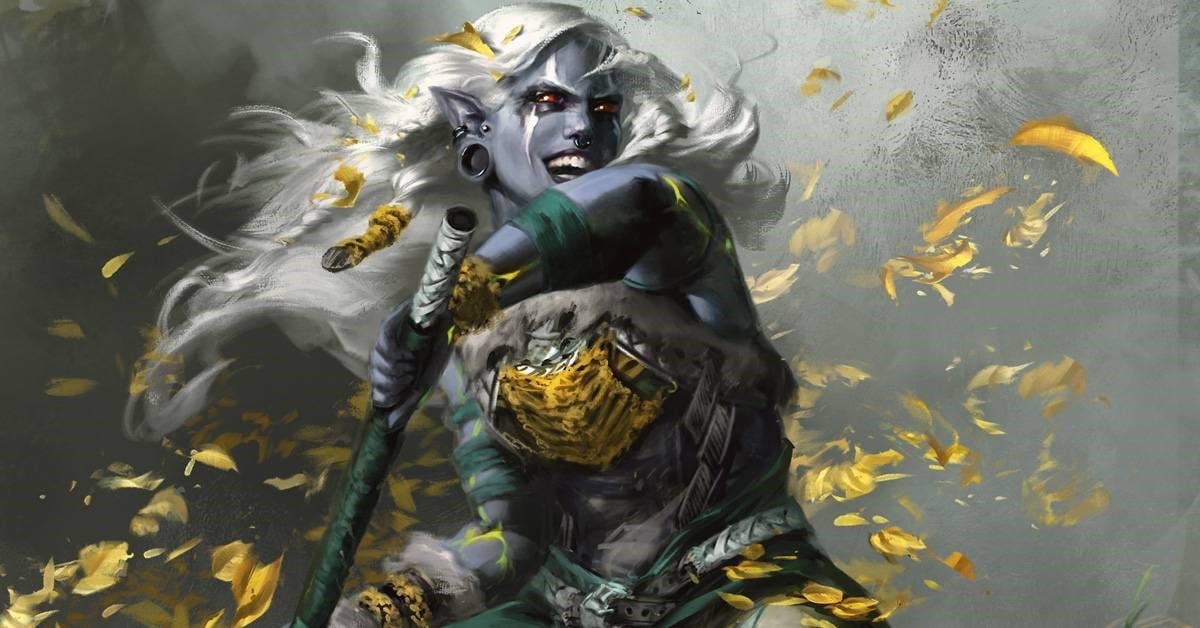 Promotional artwork of a Drow Barbarian wielding a greataxe from Dungeons & Dragons 2024