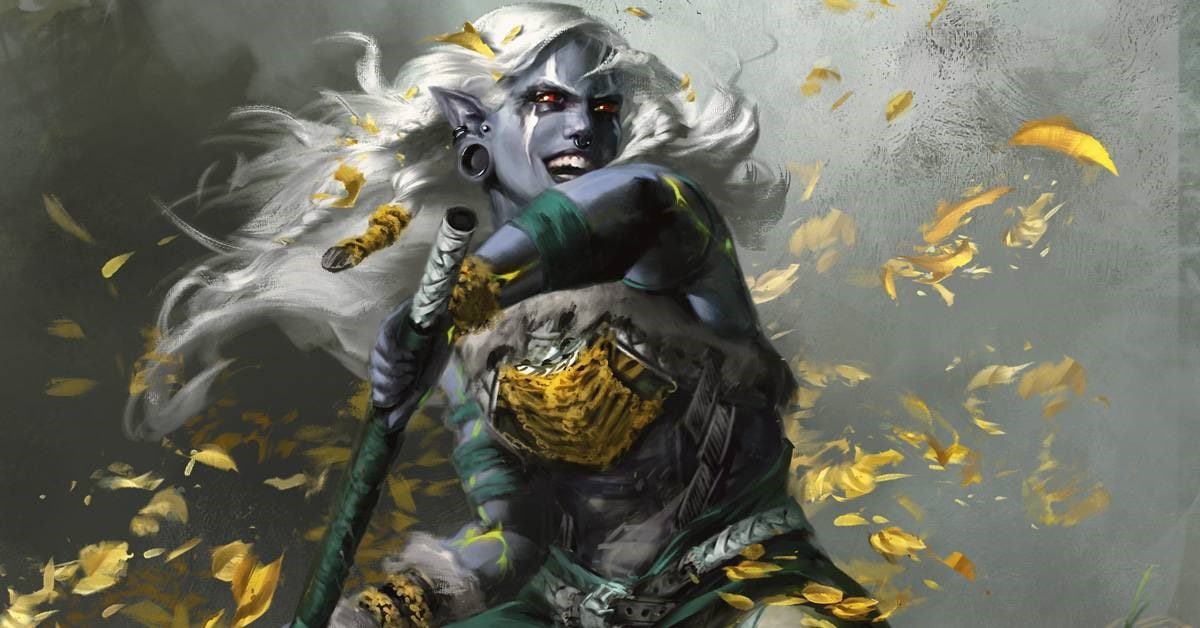 Promotional artwork of a Drow Barbarian wielding a greataxe from Dungeons & Dragons 2024