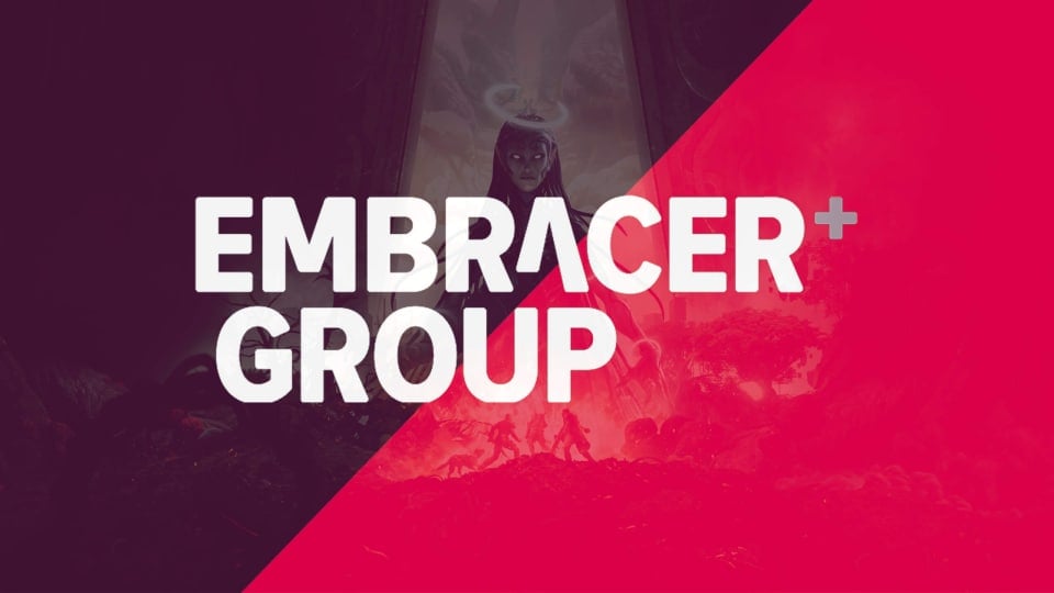 The Embracer Group logo over a backdrop of artwork from Remnant 2, one of the group's games