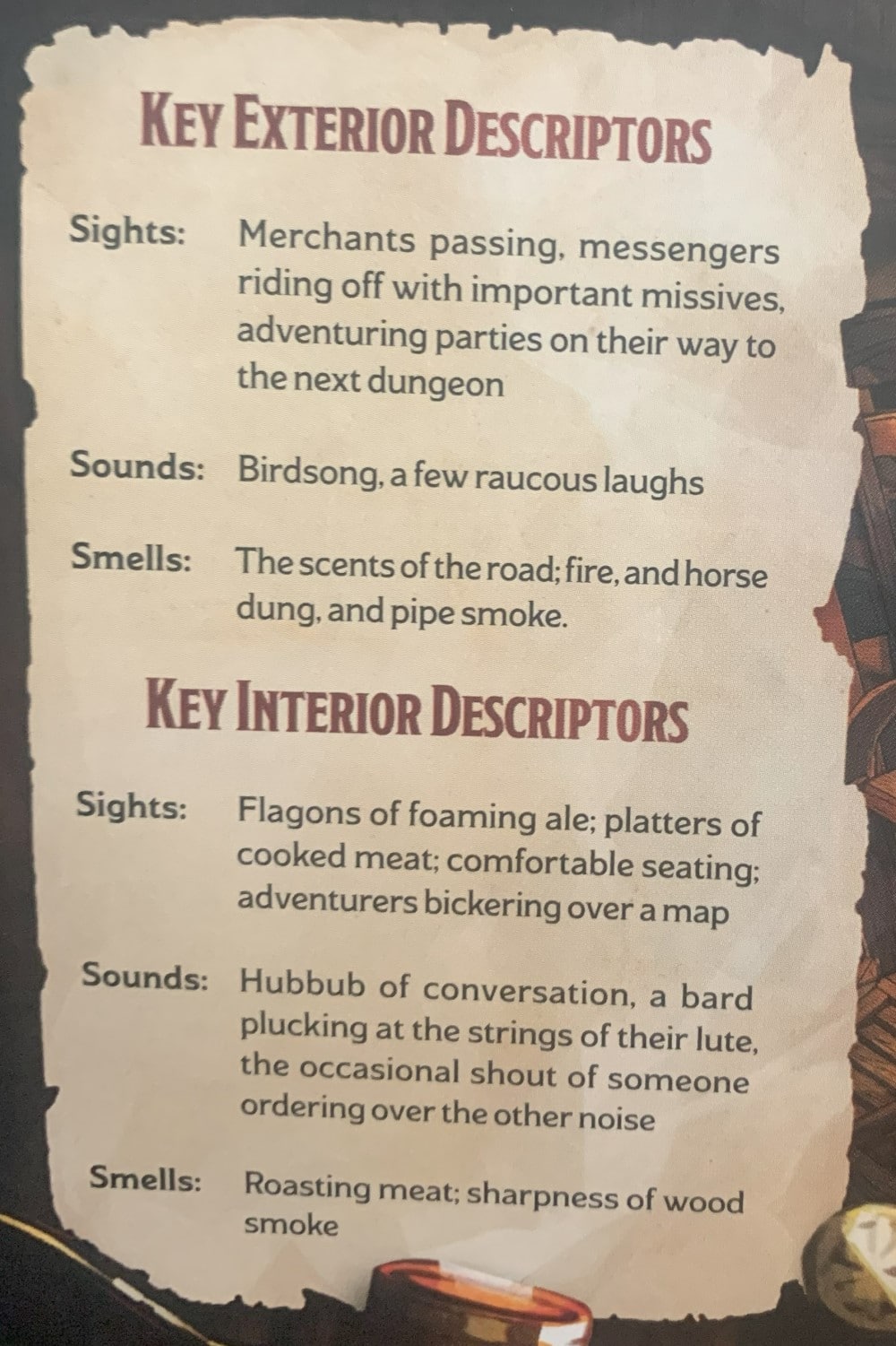 A screenshot of descriptive text from the Epic Encounters: Local Legends tavern kit