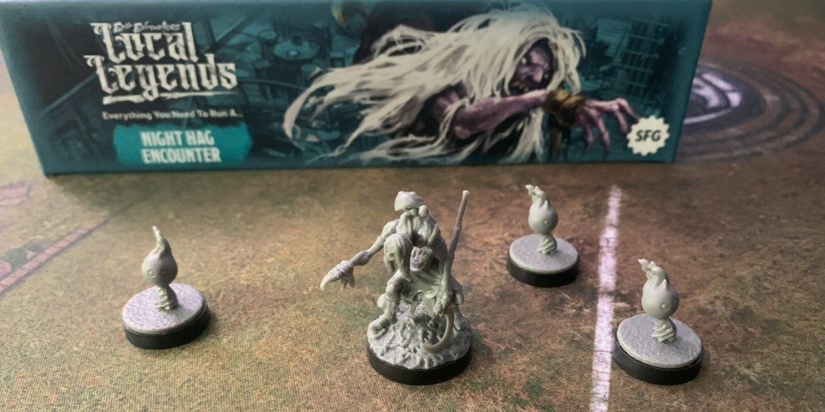A screenshot of miniatures from the Epic Encounters: Local Legends Night Hag encounter.