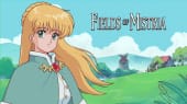 Blond character standing in front of a village, with the Fields of Mistria logo to the right.