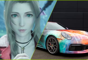 Aerith from Final Fantasy VII Rebirth and Porsche 911