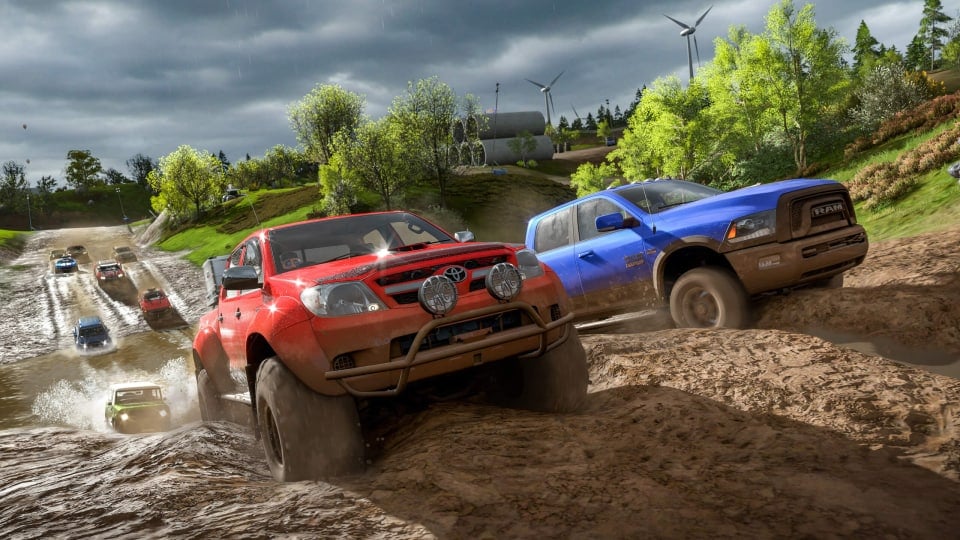 Cars driving offroad in Forza Horizon 4