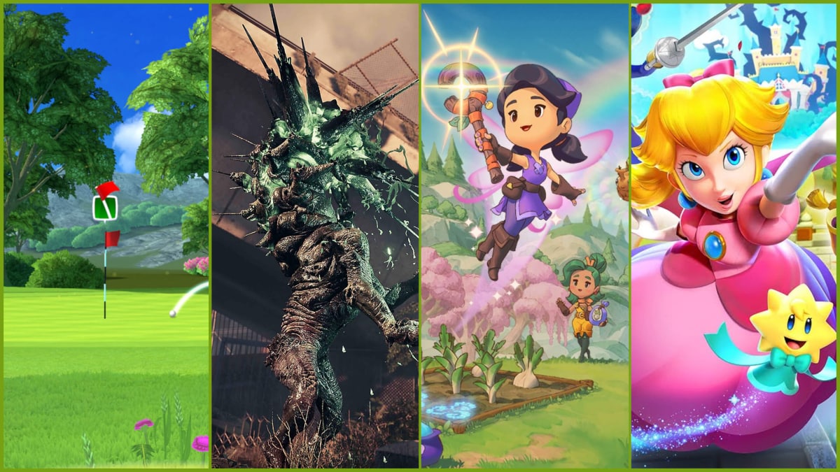 Shots of Golf Clash, Stellar Blade, Fae Farm, and Princess Peach: Showtime!, all of which appear in this week's gaming business roundup