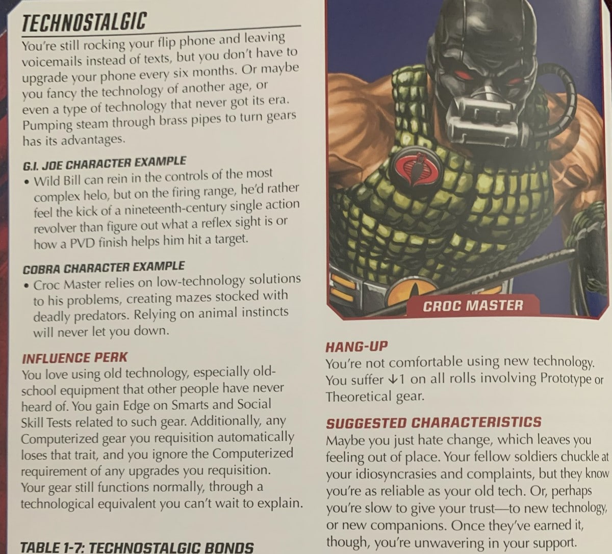 A screenshot from GI Joe Quartermaster's Guide to Gear showing an excerpt on the Technostalgic influence