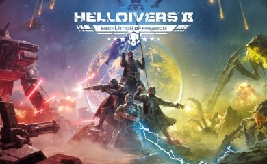 Helldivers standing heroically in artwork for the new Helldivers 2 Escalation of Freedom update