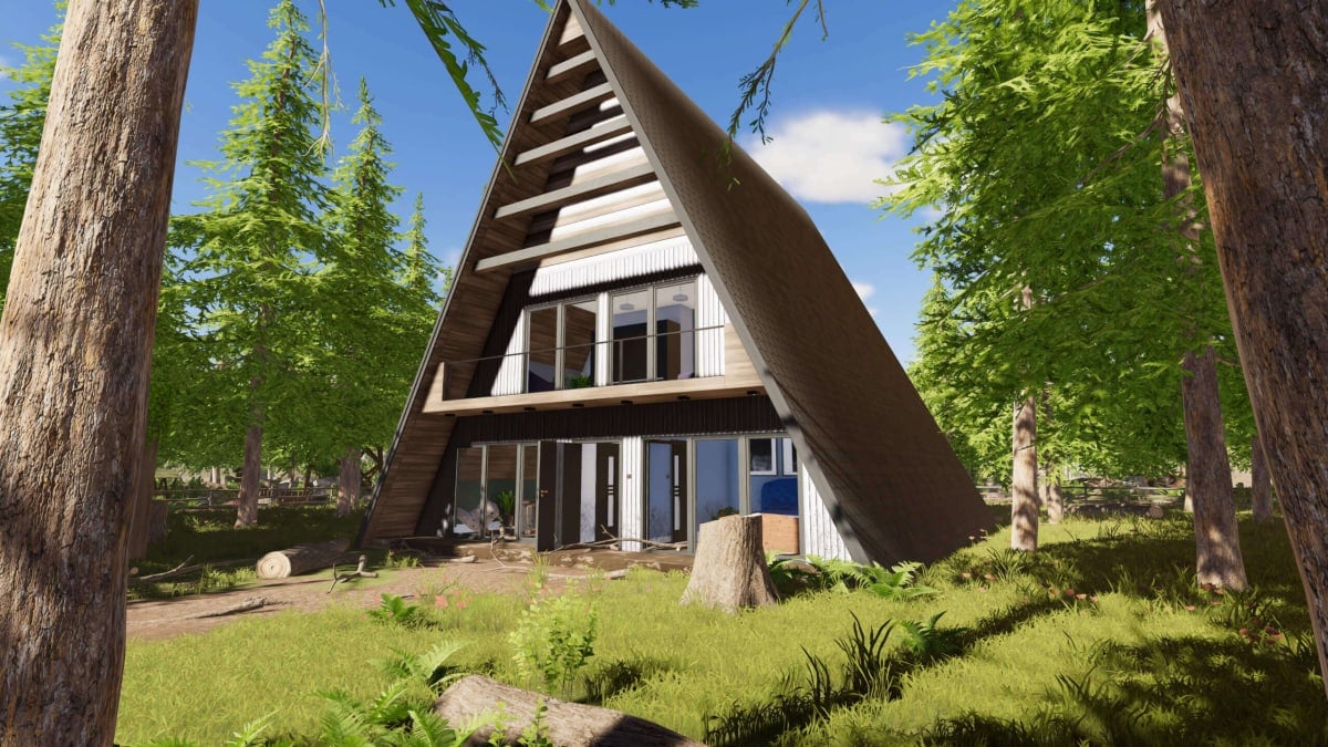 A house with a pyramid-style roof in House Flipper 2