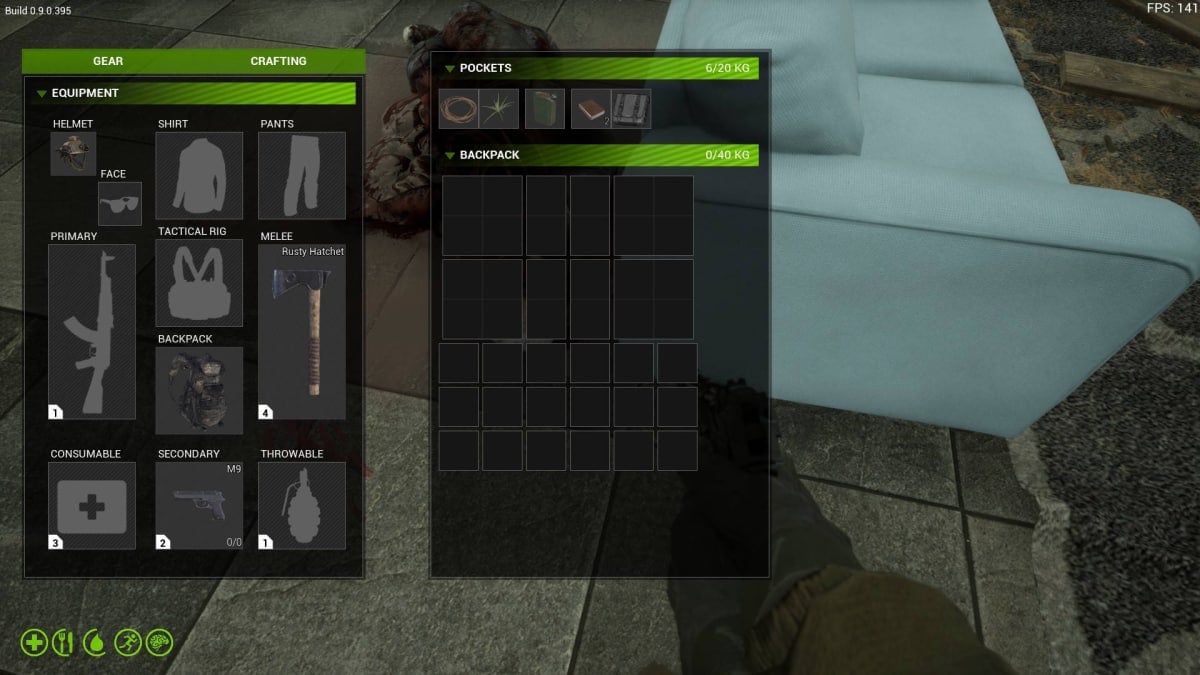 Showing the Inventory Size of a Regular Backpack in Vorax