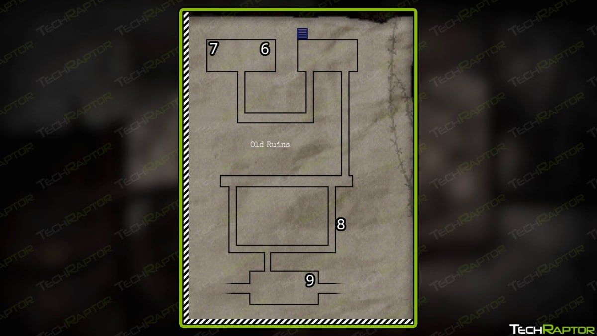 Chapter 2 Old Ruins Map Showing Torch and Body Armor Location in Conscript