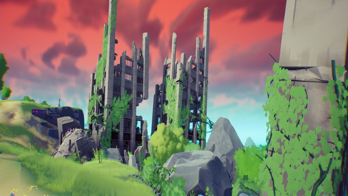 A shot of some ruins from Hyper Light Breaker.