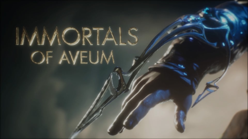 The title of Immortals of Aveum, with Jak's sigil visible on one half of the screen.