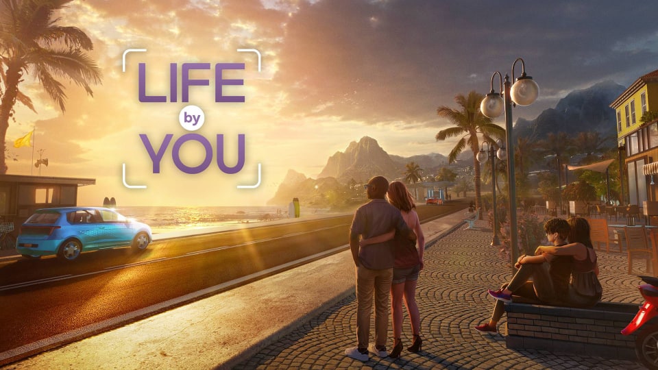 Life by You Key Art - Humans enjoy their time in town as the sun sets.