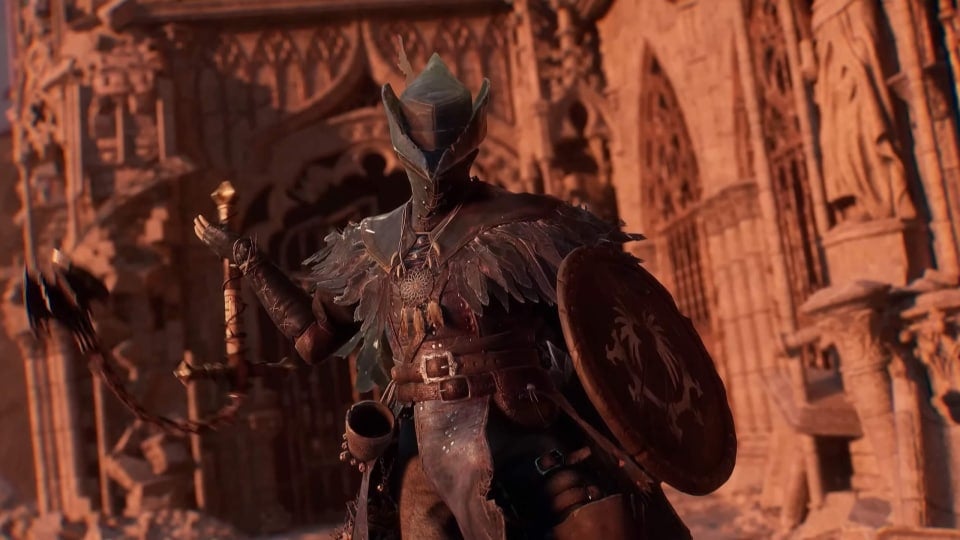 A character in very Bloodborne-esque clothing in Lords of the Fallen