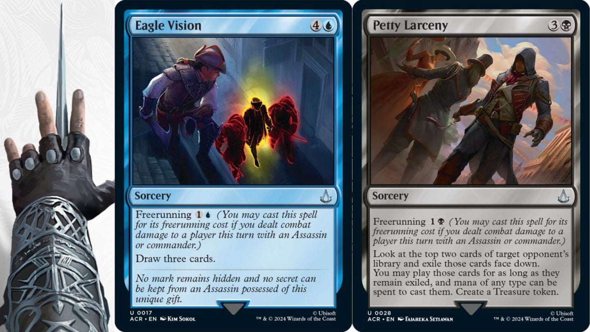 The Cards "Eagle Vision" and "Petty Larceny" from Magic: the Gathering - Assassin's Creed