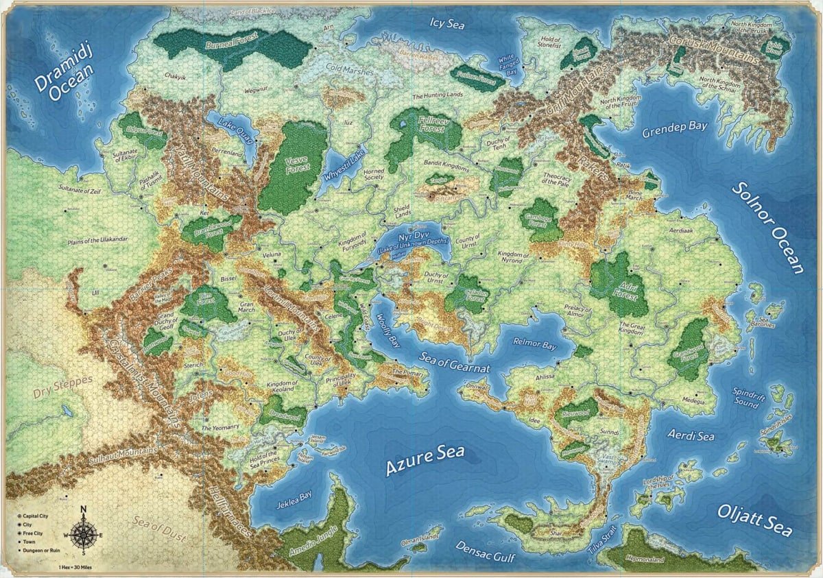 A map of Greyhawk created by Mike Schley