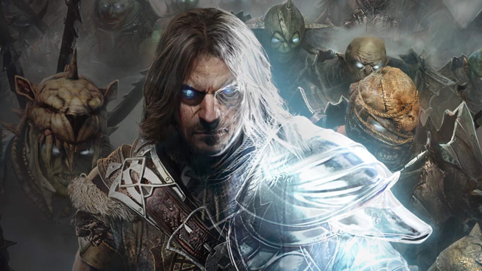 Talion surrounded by Orcs in artwork for Middle-earth: Shadow of Mordor