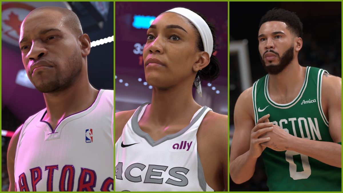 Vince Carter, A'ja Wilson, and Jayson Tatum in NBA 2K25