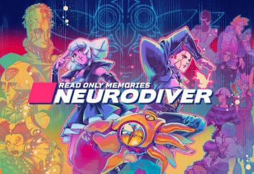 A spread-shot cover of Read Only Memories: NEURODIVER, showcasing many of the characters in the story, with ES88 and GATE posing in the middle.