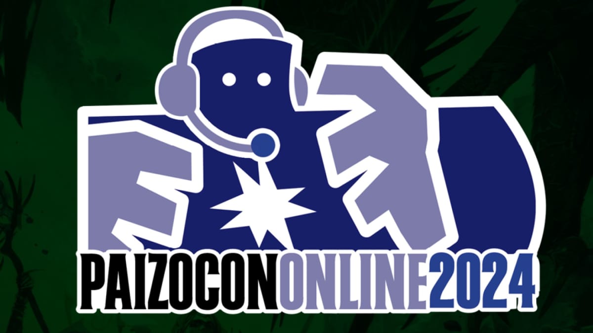 A promo image of PaizoCon 2024 showing the Paizo Golem with a headset on.