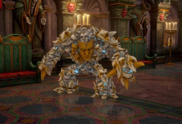 A golem-like creature covered in masks in the Pathfinder: Wrath of the Righteous DLC A Dance of Masks