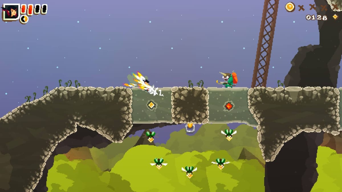 A Pepper Grinder level featuring digging and a hook mechanic.