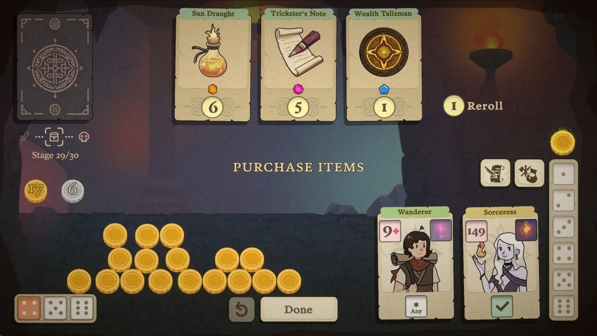 Image of the Shop Screen in Dice and Fold