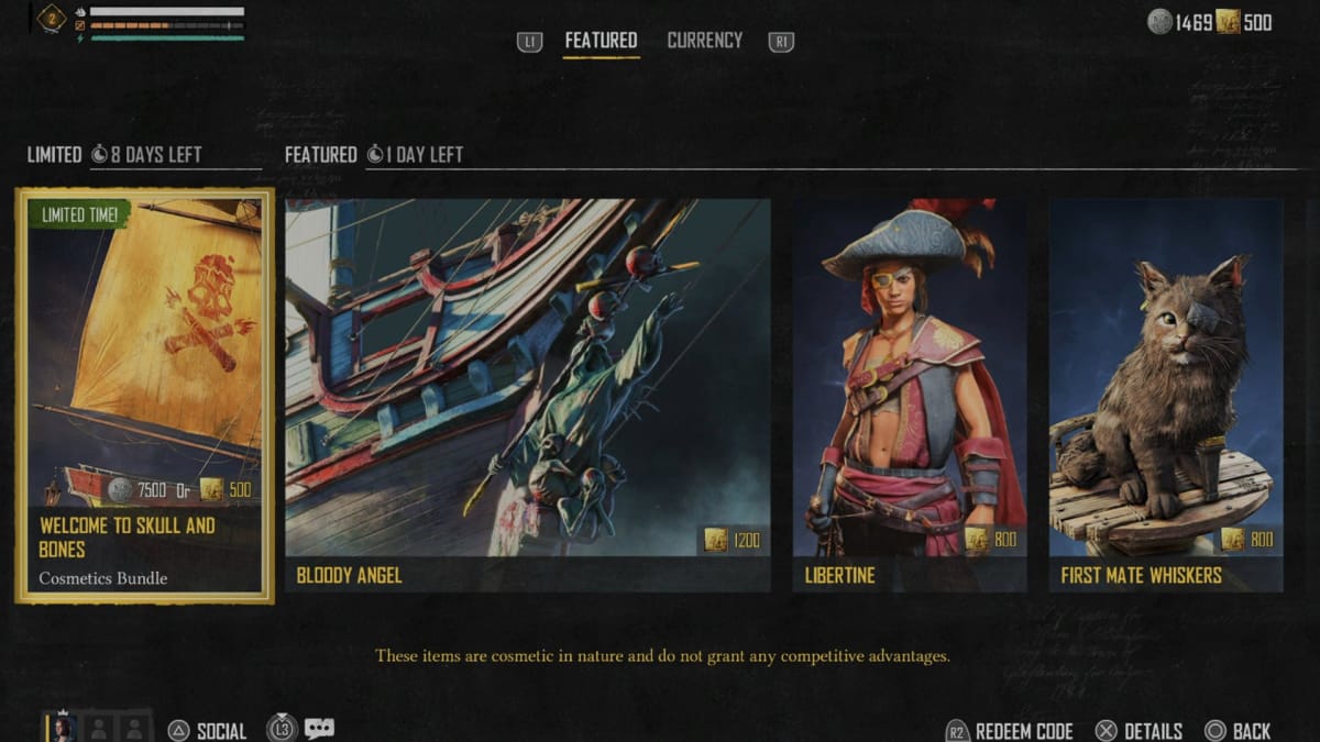 The store page can be seen with four items to buy