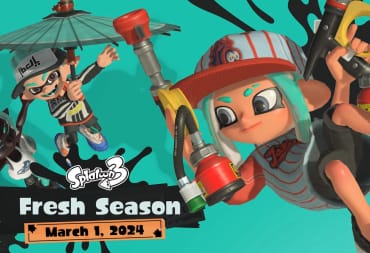 Three Inklings in various action poses in artwork for the upcoming Splatoon 3 Fresh Season 2024