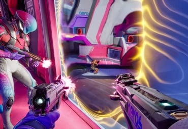 A player firing weapons through a portal in Splitgate 2