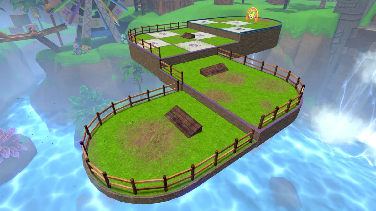 A screenshot of an earlier map from Super Monkey Ball Banana Rumble.