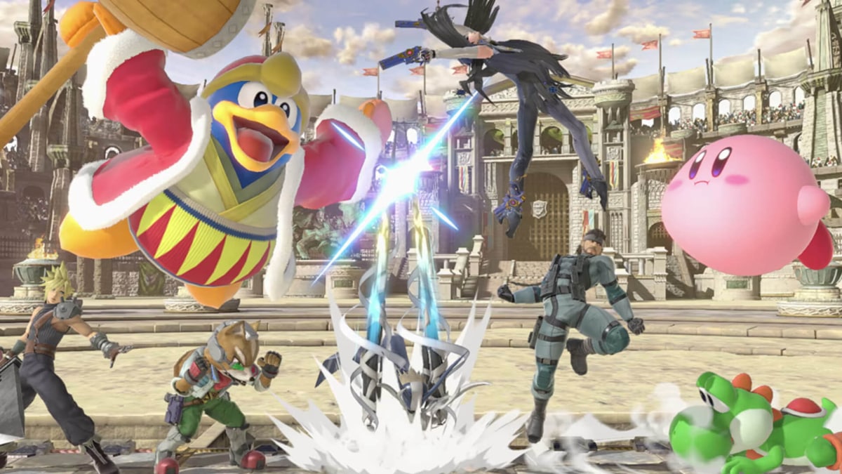 Several playable characters fighting in Super Smash Bros. Ultimate, to which Riot Games' supposedly-canceled Pool Party would apparently have been a competitor