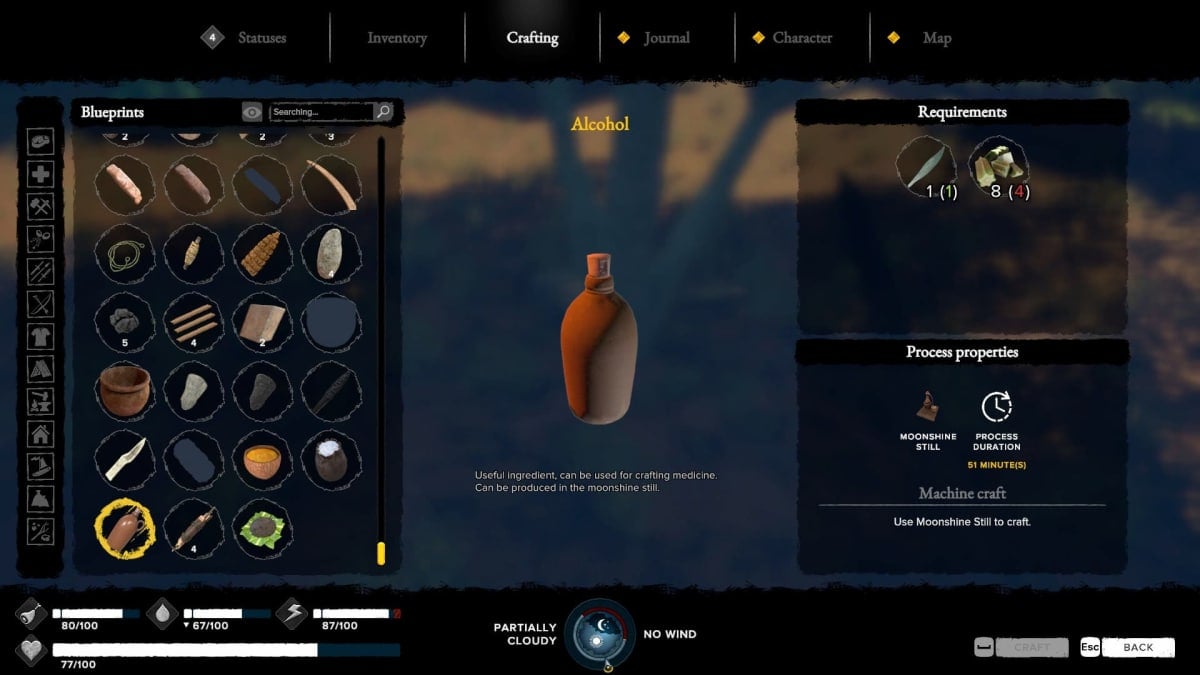 Alcohol crafting recipe.