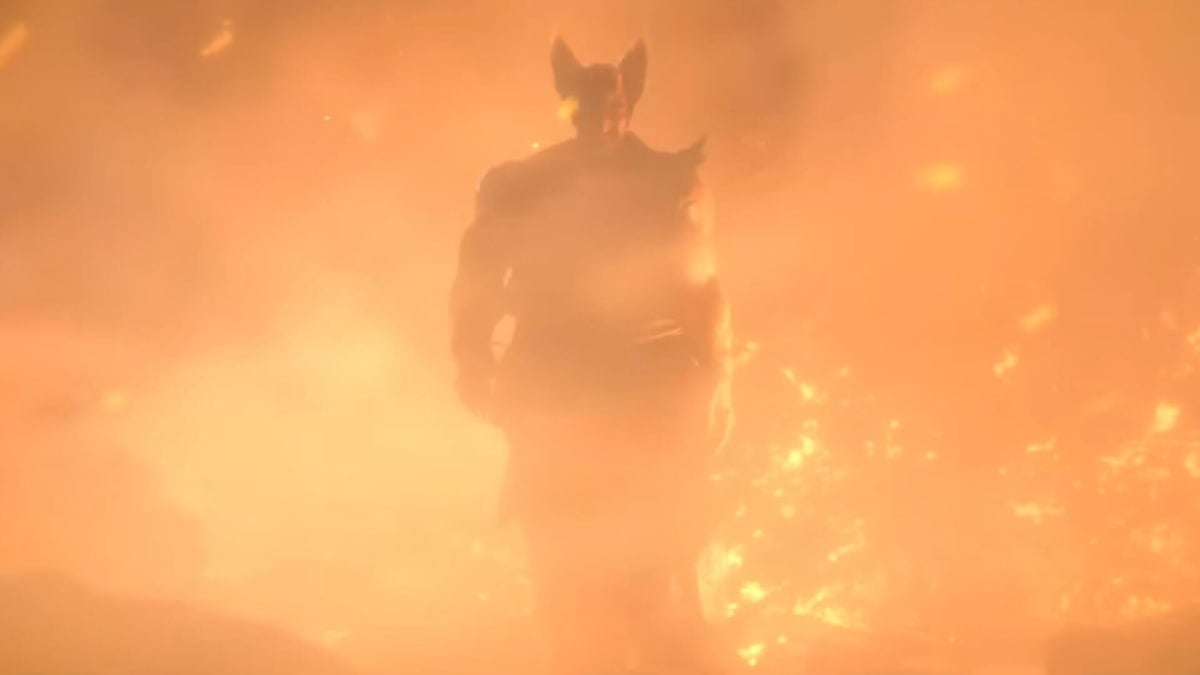 Heihachi walking through fiery mist in Tekken 8