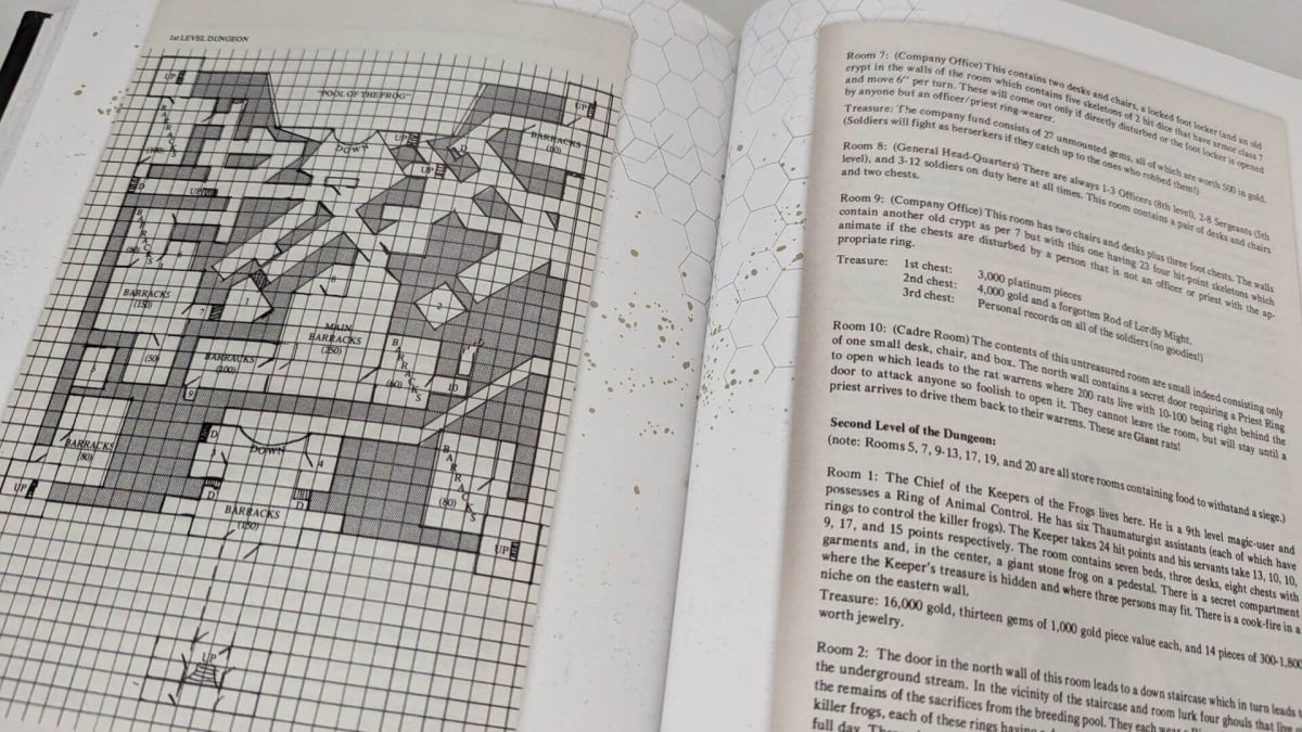 A dungeon map and description from The Making of Original D&D